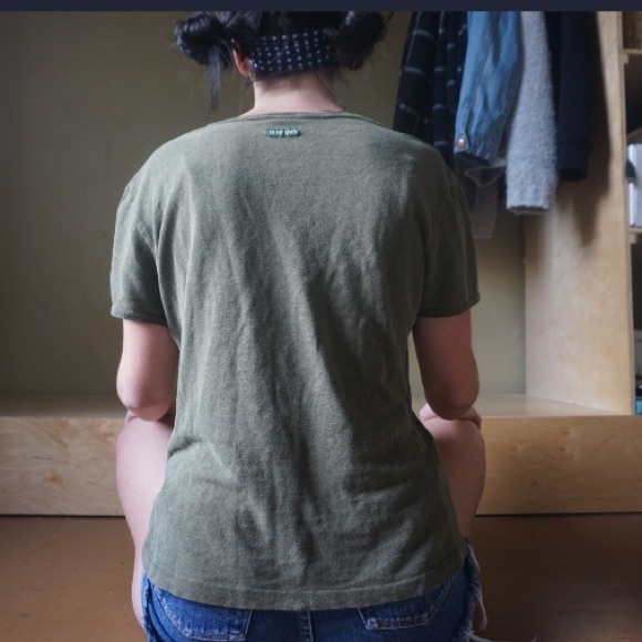 Dark Green Hemp Tee Shirt Short Sleeve - Picture 5 of 5